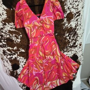 Vibrant Pink and Orange Women's Dress